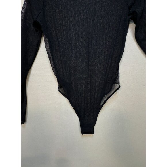 NWT La Senza Womens Long Sleeve Sheer Bodysuit Size S Black Swiss Dots Summer - Picture 6 of 13